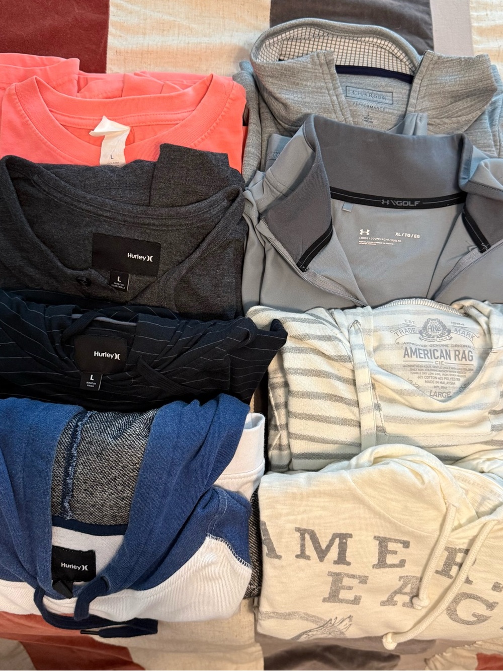 Assorted Men’s Long Sleeve Shirts and Hoodies